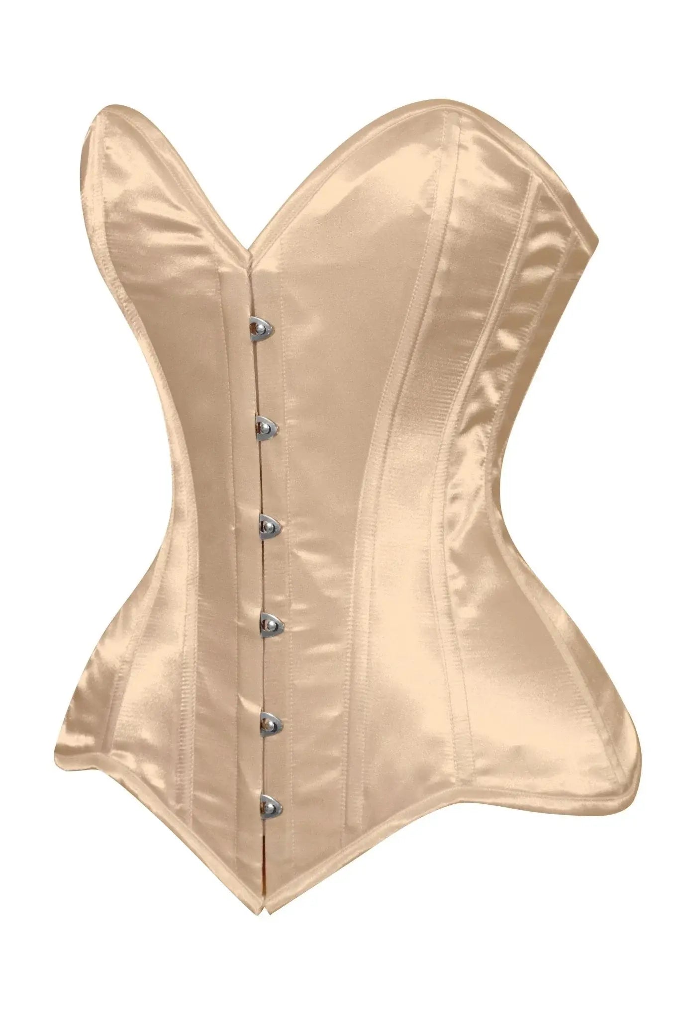 Lavish Gold Satin Overbust Corset Sweetheart Neckline Busk Closure - Daisy Corsets - Flyclothing LLC