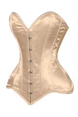 Lavish Gold Satin Overbust Corset Sweetheart Neckline Busk Closure - Daisy Corsets - Flyclothing LLC