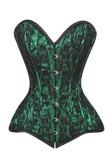 Daisy Corsets Lavish Green/Black Lace Overbust Corset Sweetheart Neckline Busk Closure - Daisy Corsets