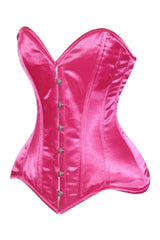 Daisy Corsets Lavish Hot Pink Satin Overbust Corset Sweetheart Neckline Busk Closure - Daisy Corsets