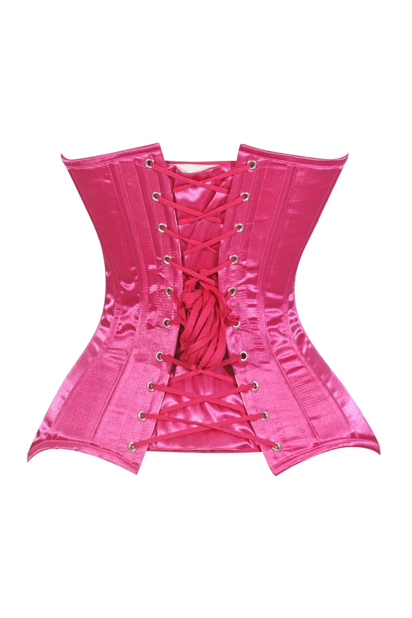 Daisy Corsets Lavish Hot Pink Satin Overbust Corset Sweetheart Neckline Busk Closure - Daisy Corsets
