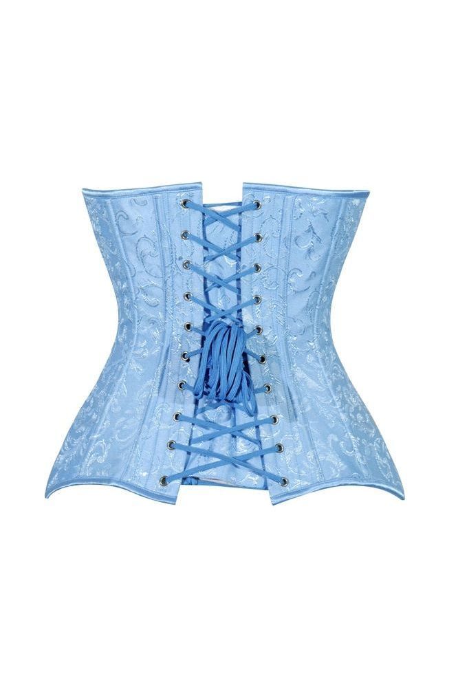Daisy Corsets Lavish Lt Blue Brocade Overbust Corset W/Busk Closure - Daisy Corsets