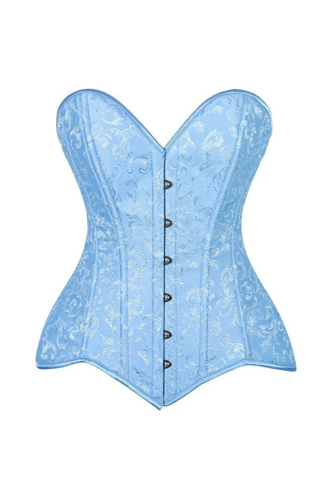 Daisy Corsets Lavish Lt Blue Brocade Overbust Corset W/Busk Closure - Daisy Corsets