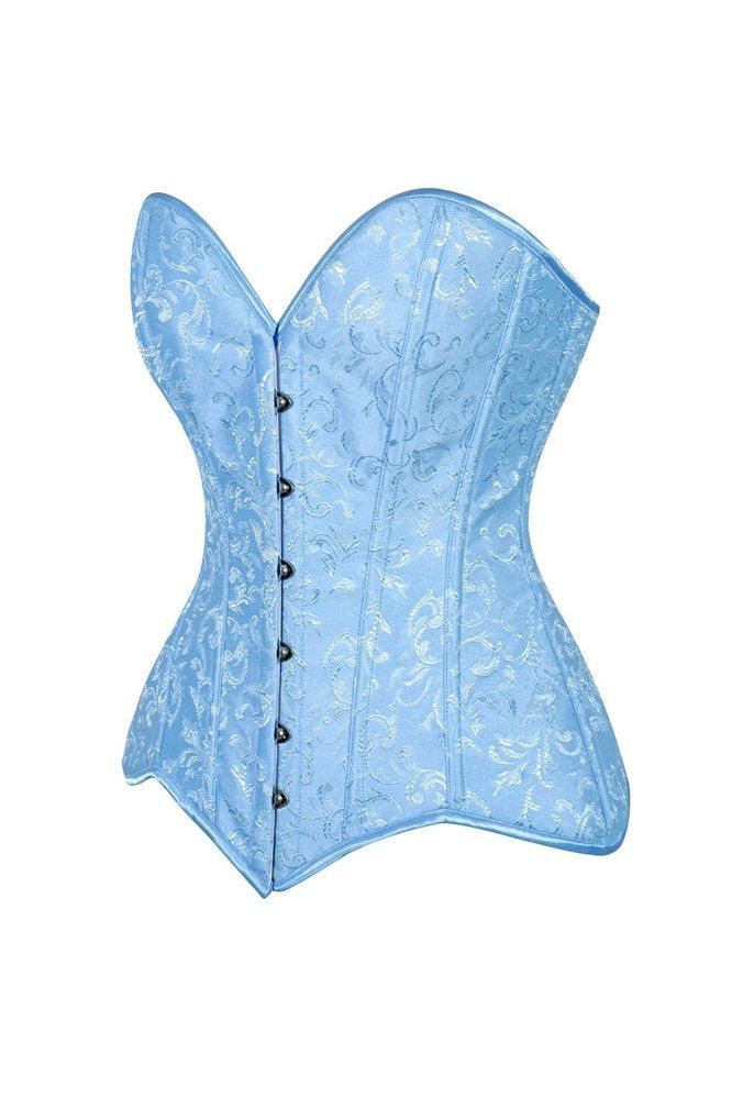 Daisy Corsets Lavish Lt Blue Brocade Overbust Corset W/Busk Closure - Daisy Corsets