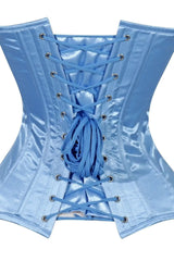 Lavish Lt Blue Satin Overbust Corset Sweetheart Neckline Busk Closure - Daisy Corsets - Flyclothing LLC