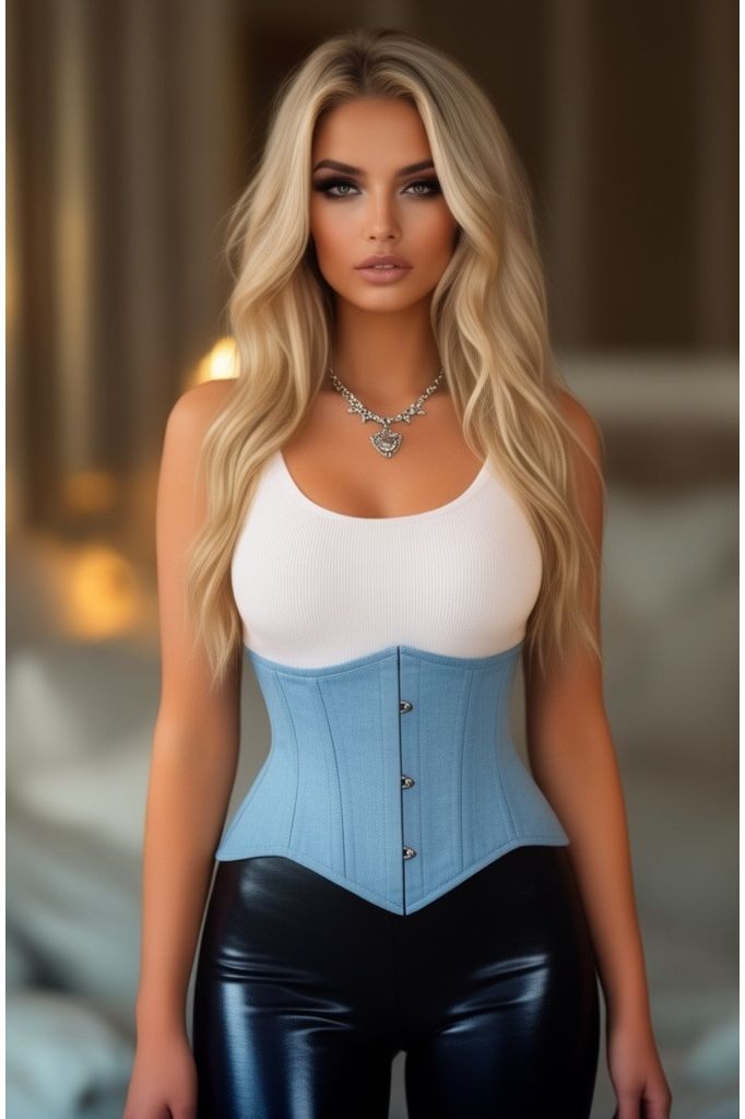 Daisy Corsets Lavish Lt Denim Mini Waist Cincher Underbust Corset Top - Daisy Corsets