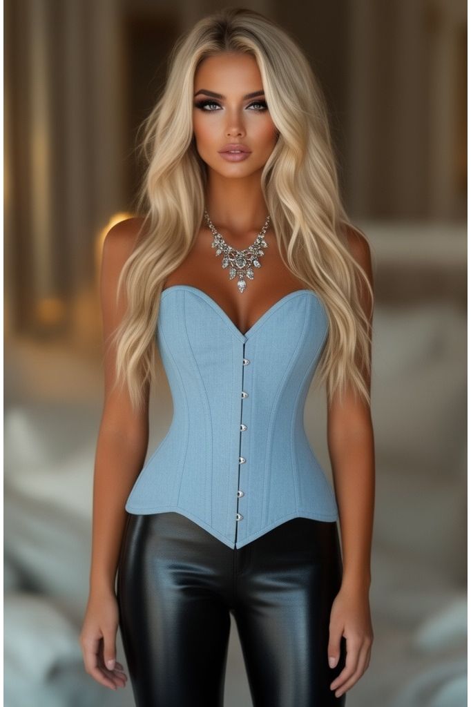 Daisy Corsets Lavish Lt Denim Overbust Corset Top - Daisy Corsets