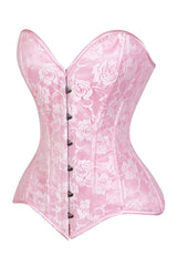 Daisy Corsets Lavish Lt Pink Lace Overbust Corset Sweetheart Neckline Busk Closure - Daisy Corsets