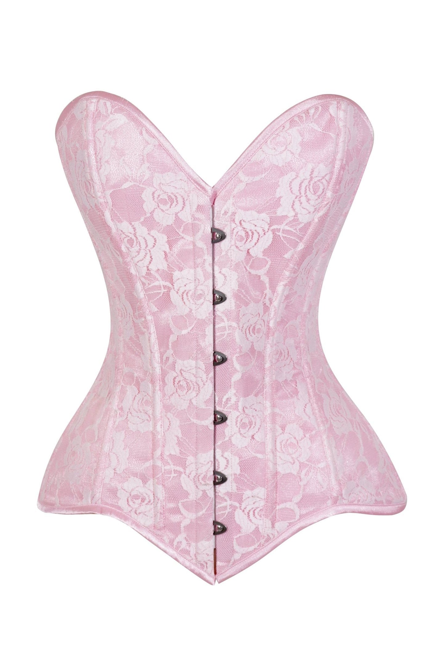 Daisy Corsets Lavish Lt Pink Lace Overbust Corset Sweetheart Neckline Busk Closure - Daisy Corsets
