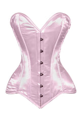 Daisy Corsets Lavish Lt Pink Satin Overbust Corset Sweetheart Neckline Busk Closure - Daisy Corsets