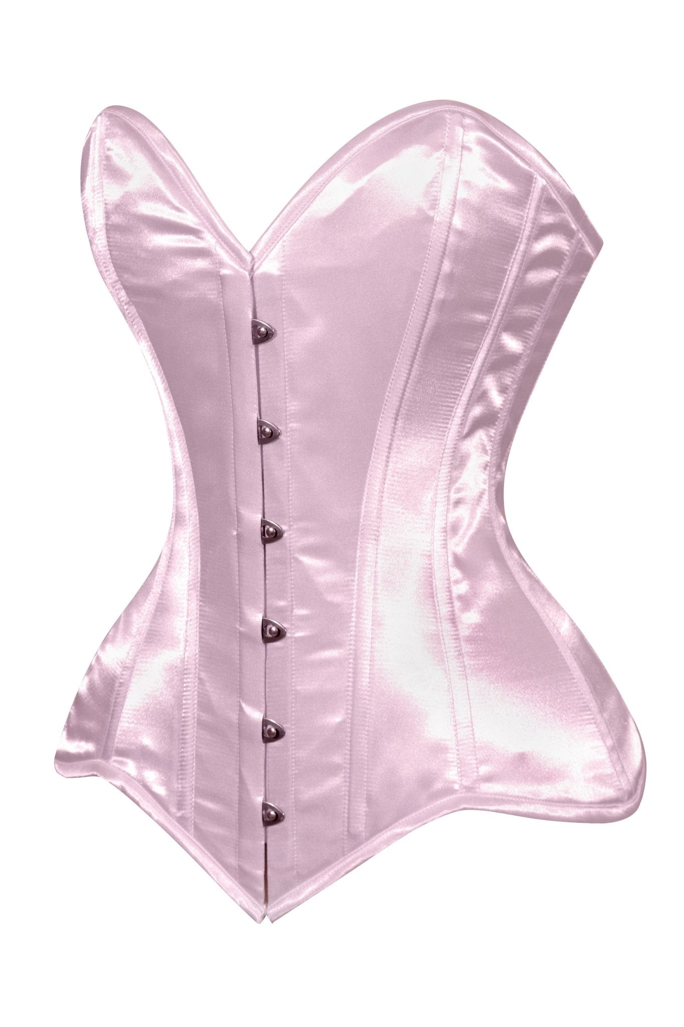 Daisy Corsets Lavish Lt Pink Satin Overbust Corset Sweetheart Neckline Busk Closure - Daisy Corsets