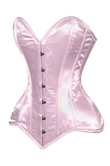 Daisy Corsets Lavish Lt Pink Satin Overbust Corset Sweetheart Neckline Busk Closure - Daisy Corsets
