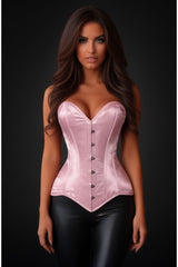 Daisy Corsets Lavish Lt Pink Satin Overbust Corset Sweetheart Neckline Busk Closure - Daisy Corsets