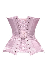 Daisy Corsets Lavish Lt Pink Satin Overbust Corset Sweetheart Neckline Busk Closure - Daisy Corsets