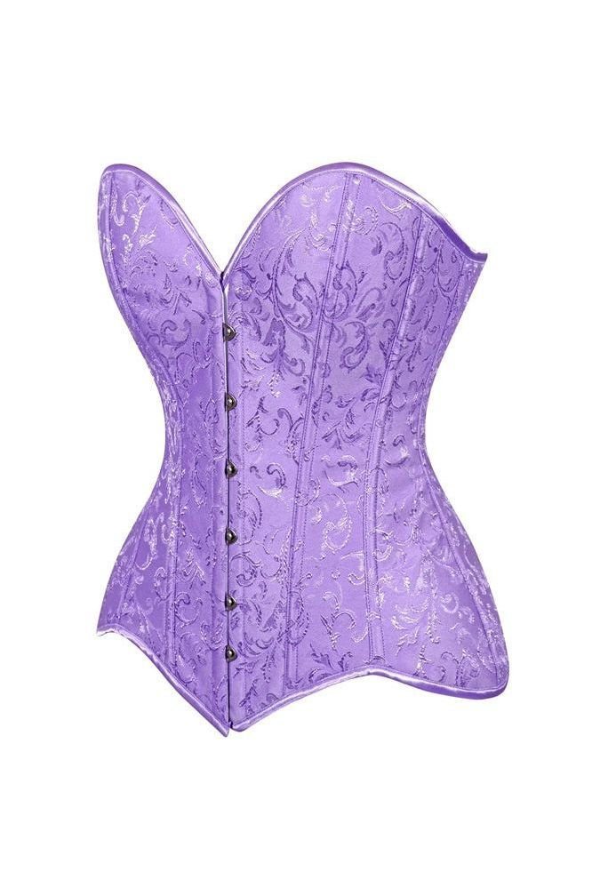 Daisy Corsets Lavish Lt Purple Brocade Overbust Corset W/Busk Closure - Daisy Corsets