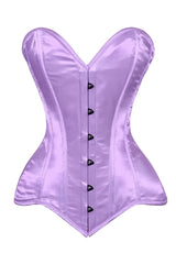 Lavish Lt Purple Satin Overbust Corset Sweetheart Neckline Busk Closure - Daisy Corsets - Flyclothing LLC