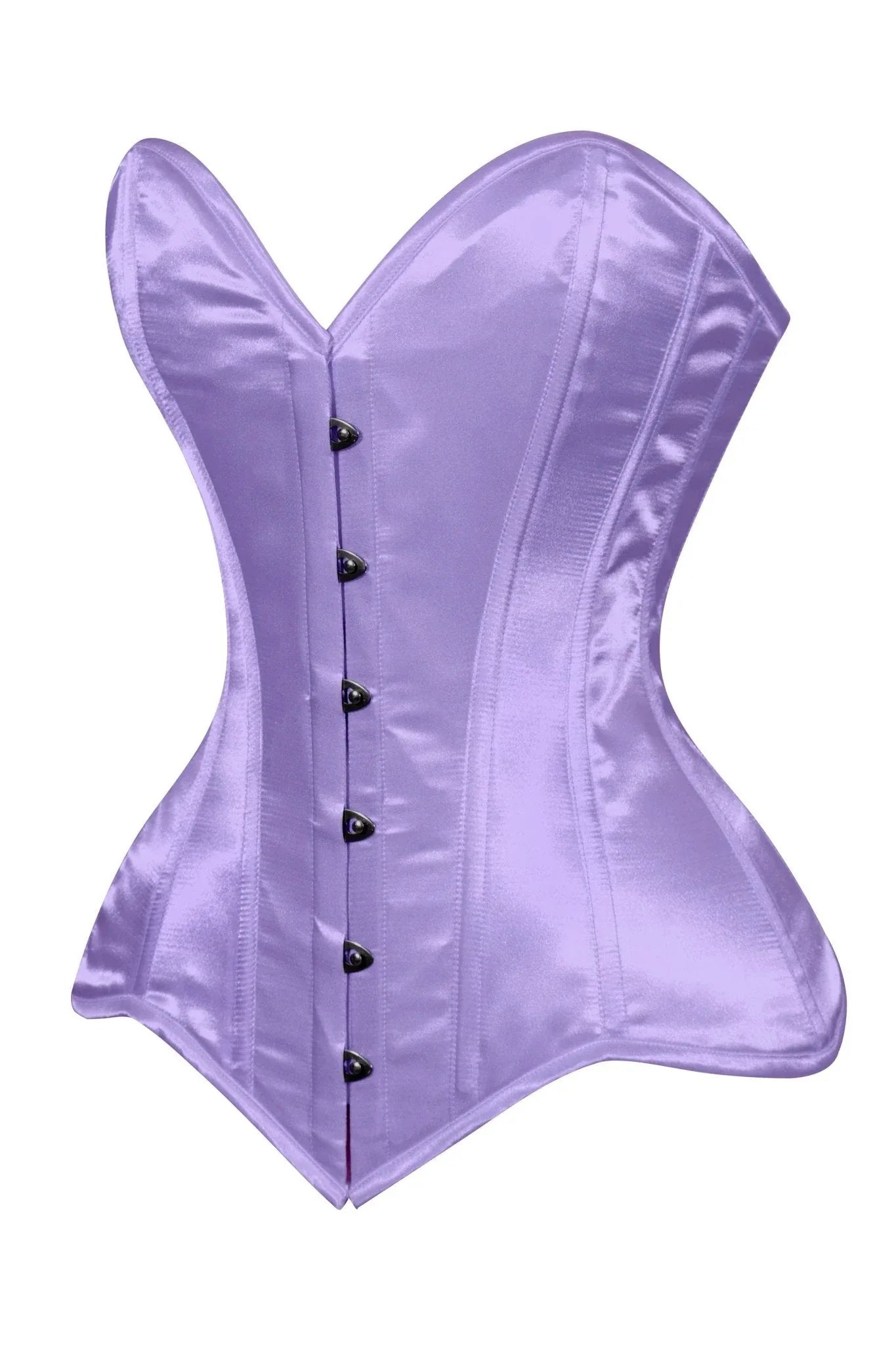 Lavish Lt Purple Satin Overbust Corset Sweetheart Neckline Busk Closure - Daisy Corsets - Flyclothing LLC