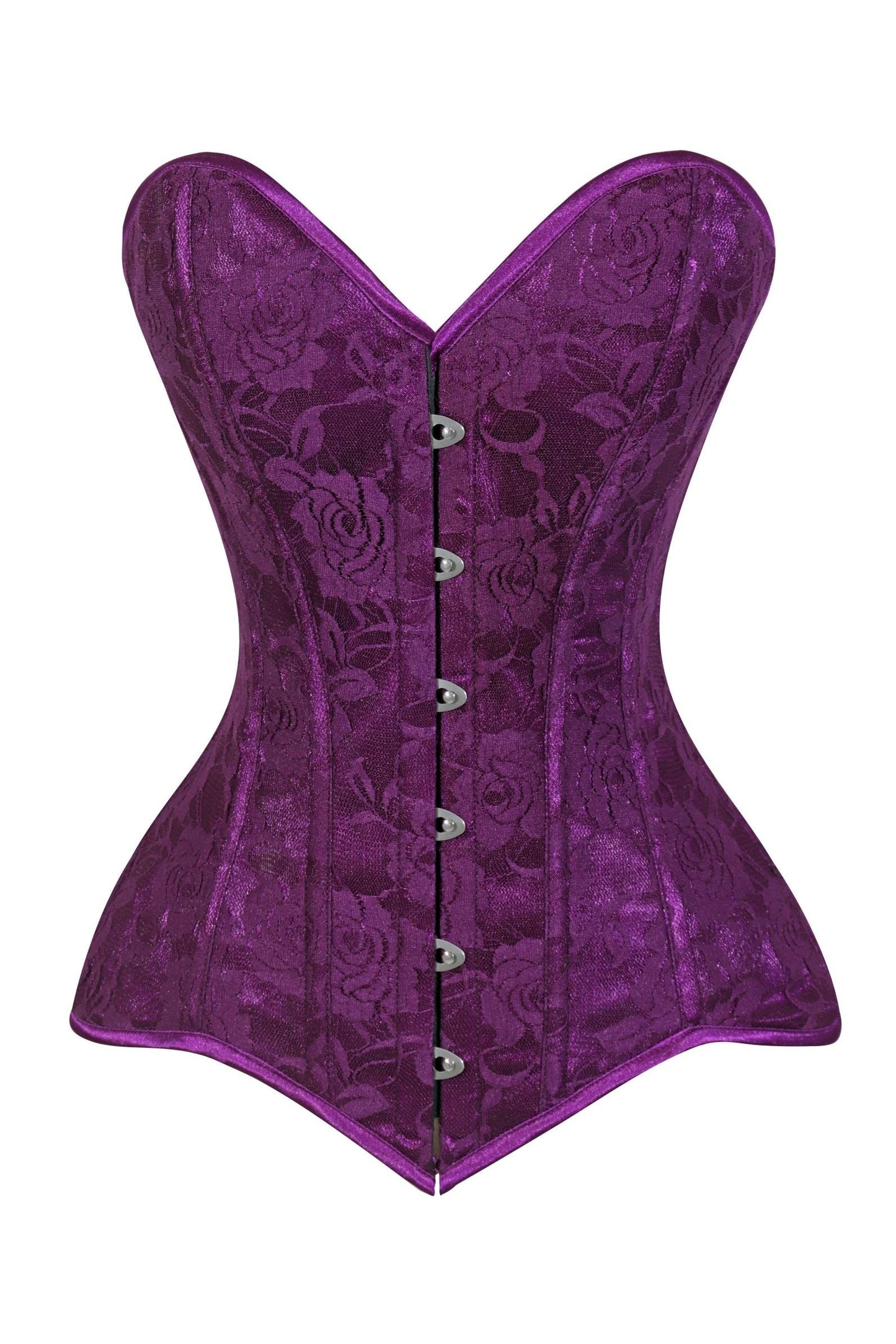 Daisy Corsets Lavish Magenta Lace Overbust Corset Sweetheart Neckline Busk Closure - Daisy Corsets