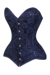 Lavish Navy Blue Lace Overbust Corset Sweetheart Neckline Busk Closure - Daisy Corsets - Flyclothing LLC