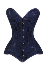 Lavish Navy Blue Lace Overbust Corset Sweetheart Neckline Busk Closure - Daisy Corsets - Flyclothing LLC