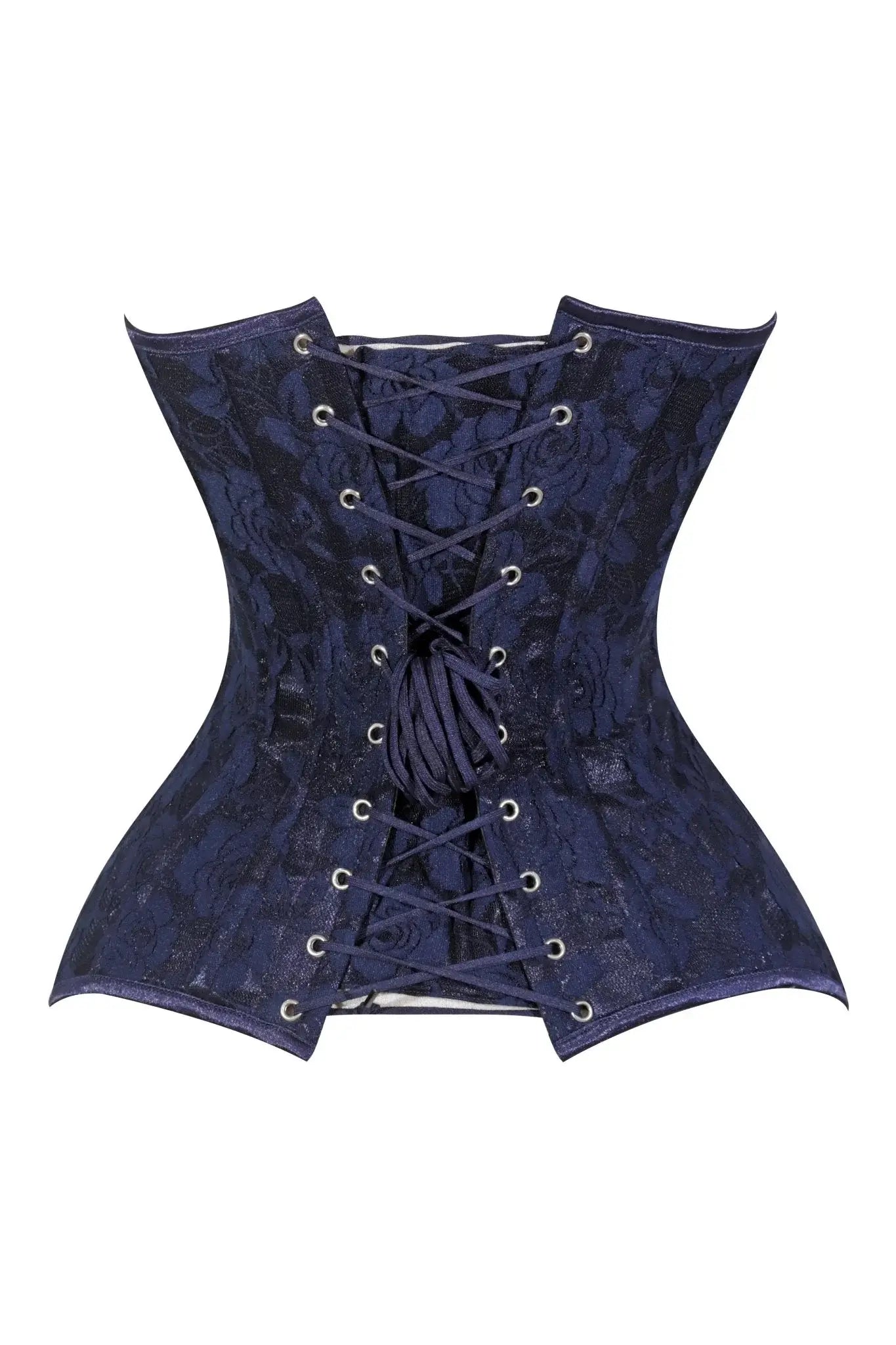 Lavish Navy Blue Lace Overbust Corset Sweetheart Neckline Busk Closure - Daisy Corsets - Flyclothing LLC