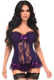 Daisy Corsets Lavish Plum Lycra & Lace Hook & Eye Stretch Bustier Corset - Daisy Corsets