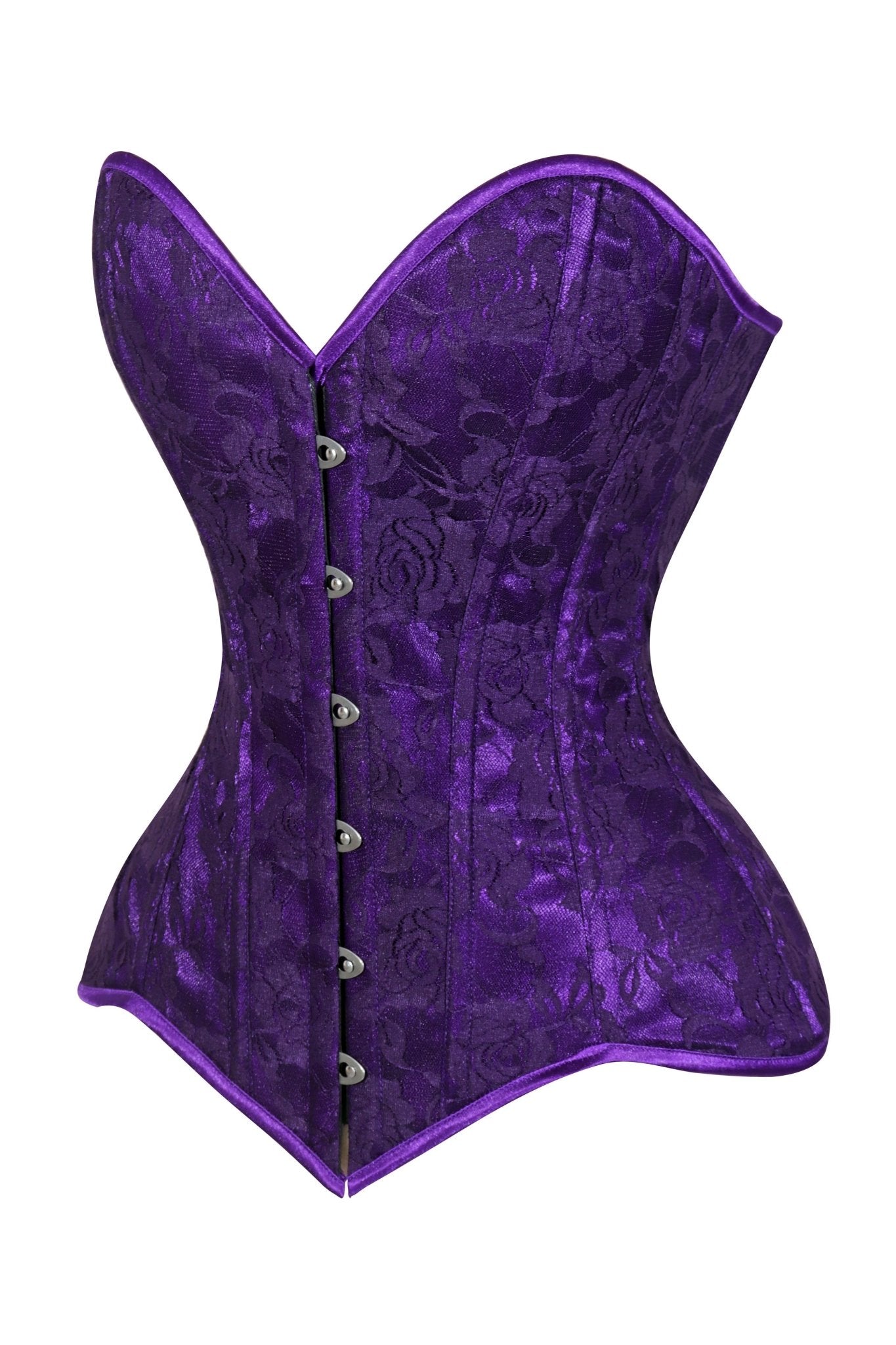 Daisy Corsets Lavish Purple Lace Overbust Corset Sweetheart Neckline Busk Closure - Daisy Corsets