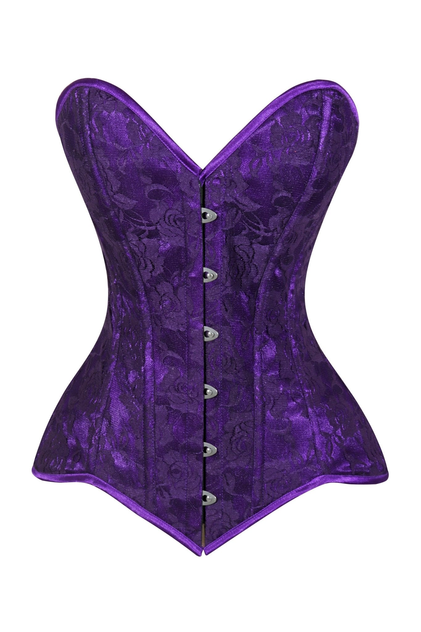 Daisy Corsets Lavish Purple Lace Overbust Corset Sweetheart Neckline Busk Closure - Daisy Corsets
