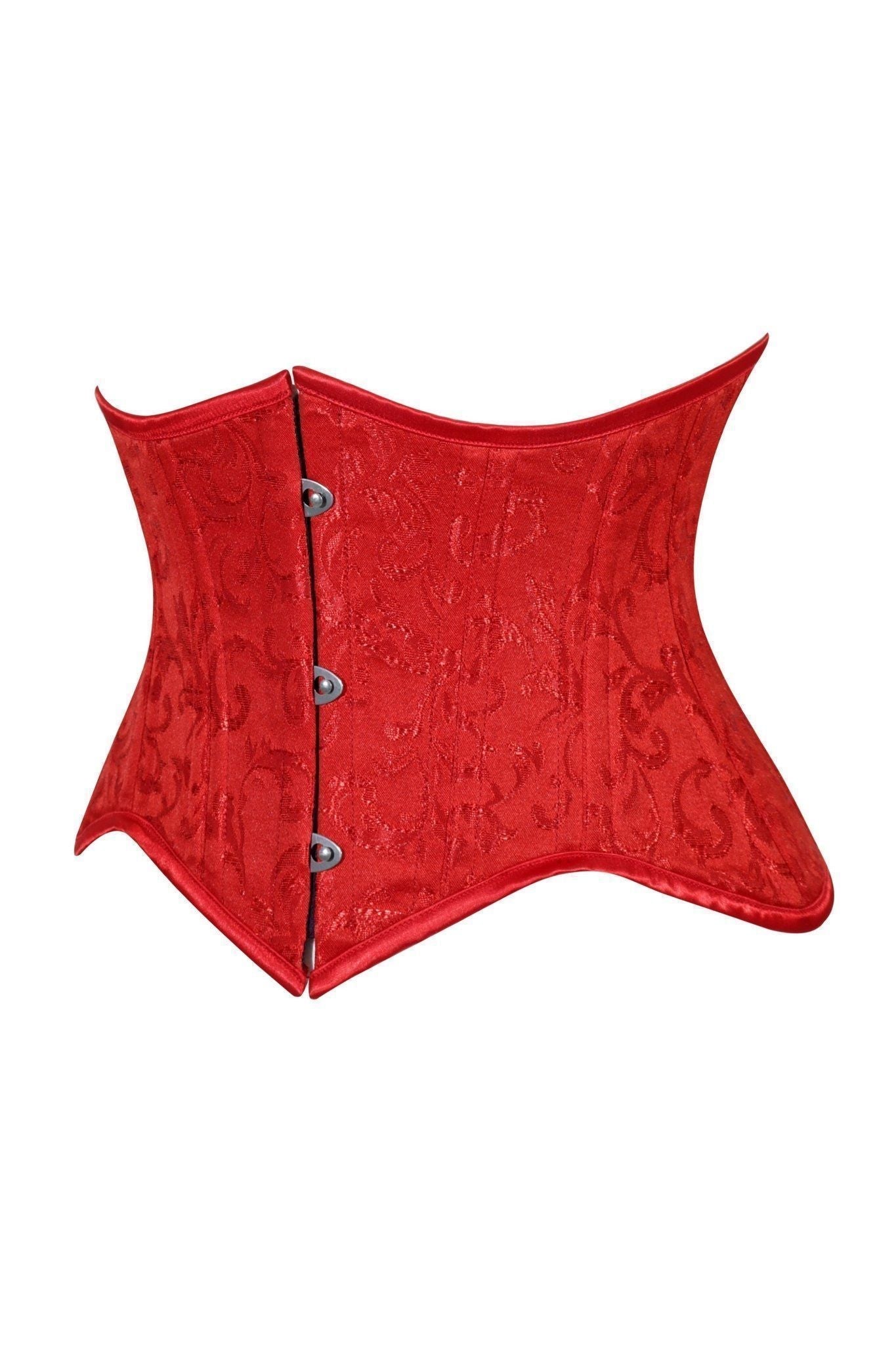 Daisy Corsets Lavish Red Brocade Mini Cincher Underbust Corset Waist Cincher Busk Closure - Daisy Corsets