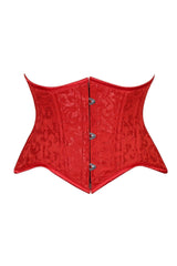 Daisy Corsets Lavish Red Brocade Mini Cincher Underbust Corset Waist Cincher Busk Closure - Daisy Corsets