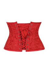 Daisy Corsets Lavish Red Brocade Mini Cincher Underbust Corset Waist Cincher Busk Closure - Daisy Corsets