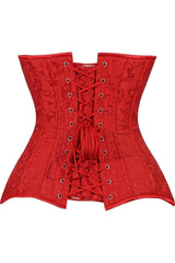 Lavish Red Brocade Overbust Corset W/Busk Closure - Daisy Corsets - Flyclothing LLC