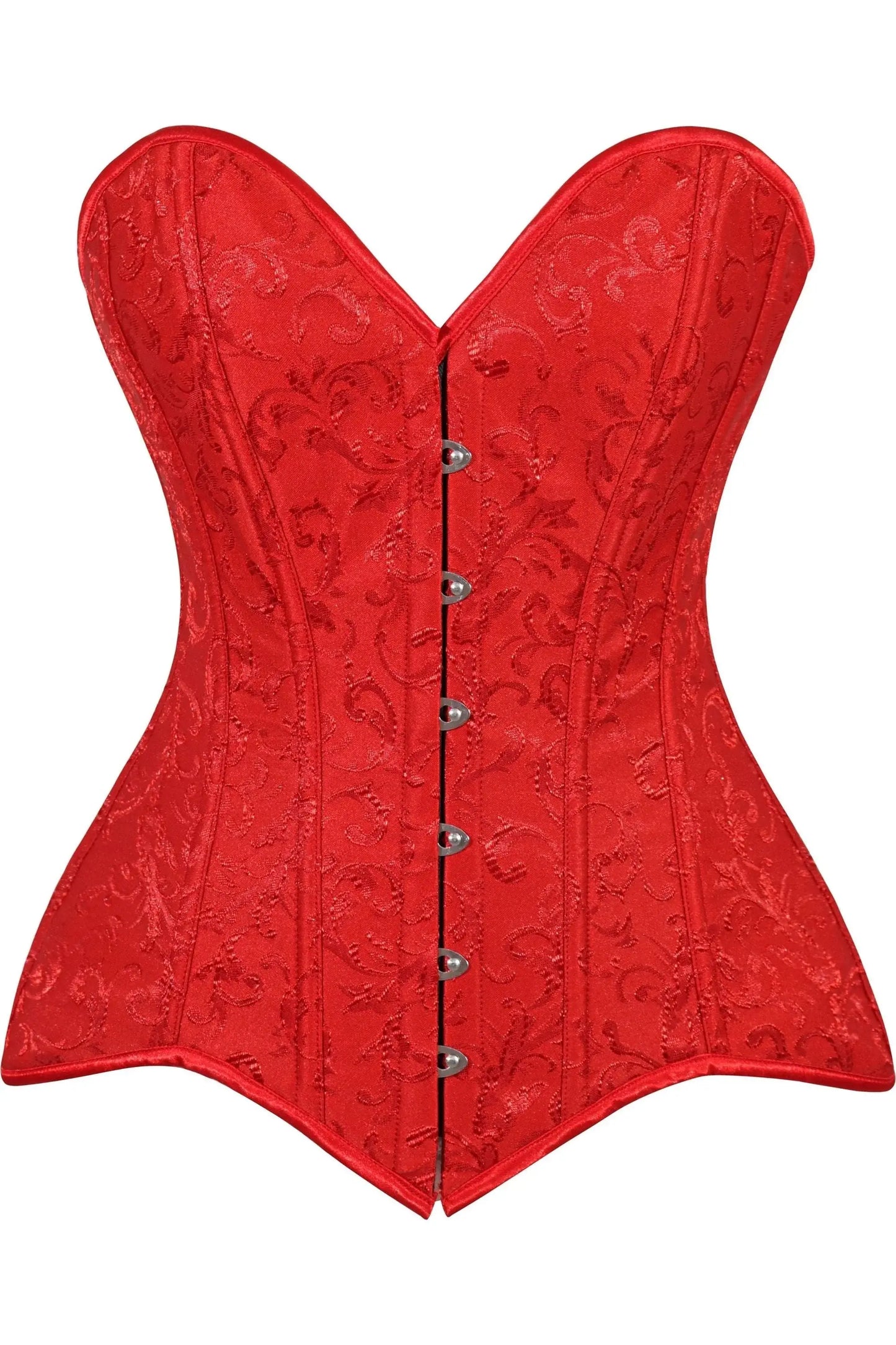 Lavish Red Brocade Overbust Corset W/Busk Closure - Daisy Corsets - Flyclothing LLC