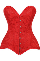 Lavish Red Brocade Overbust Corset W/Busk Closure - Daisy Corsets - Flyclothing LLC