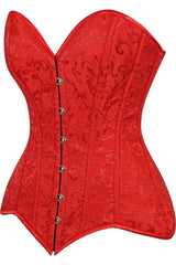 Lavish Red Brocade Overbust Corset W/Busk Closure - Daisy Corsets - Flyclothing LLC