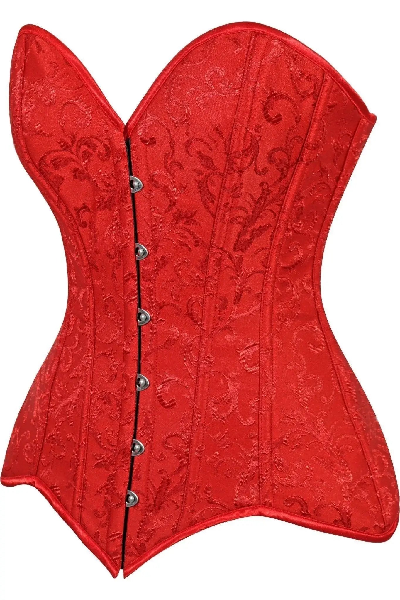 Lavish Red Brocade Overbust Corset W/Busk Closure - Daisy Corsets - Flyclothing LLC