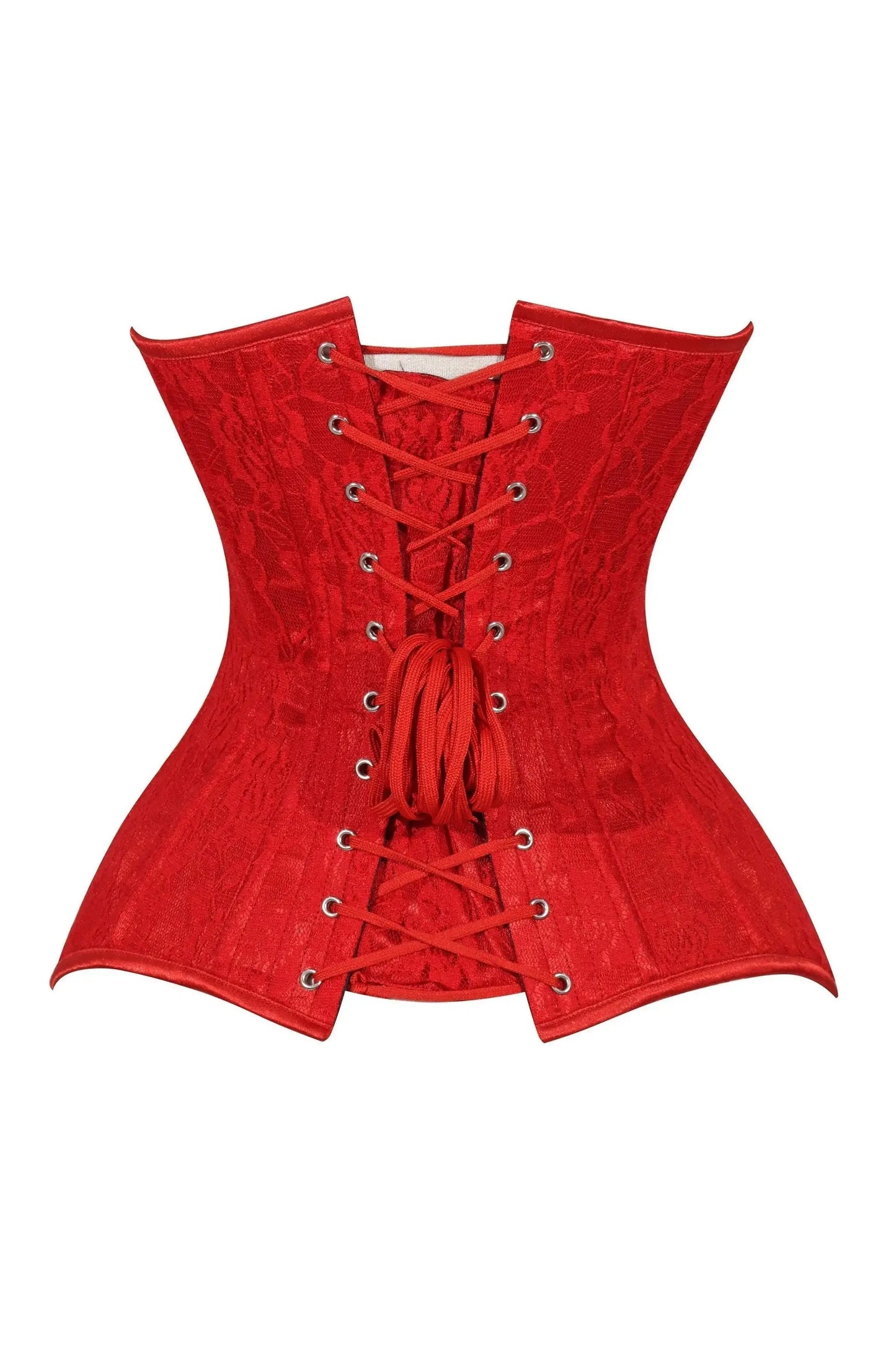Lavish Red Lace Overbust Corset Sweetheart Neckline Busk Closure - Daisy Corsets - Flyclothing LLC