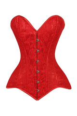 Lavish Red Lace Overbust Corset Sweetheart Neckline Busk Closure - Daisy Corsets - Flyclothing LLC