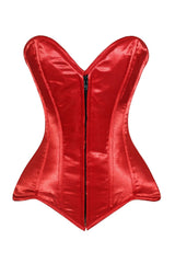 Daisy Corsets Lavish Red Satin Front Zipper Overbust Corset - Daisy Corsets