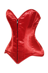 Daisy Corsets Lavish Red Satin Front Zipper Overbust Corset - Daisy Corsets