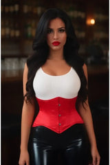 Lavish Red Satin Mini Cincher Underbust Corset Waist Cincher Busk Closure - Daisy Corsets - Flyclothing LLC