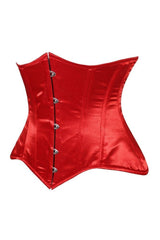 Daisy Corsets Lavish Red Satin Underbust Corset Waist Cincher Busk Closure - Daisy Corsets