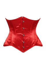 Daisy Corsets Lavish Red Satin Underbust Corset Waist Cincher Busk Closure - Daisy Corsets