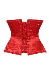 Daisy Corsets Lavish Red Satin Underbust Corset Waist Cincher Busk Closure - Daisy Corsets