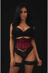 Lavish Red/Black Lace Mini Cincher Underbust Corset Waist Cincher Busk Closure - Daisy Corsets - Flyclothing LLC