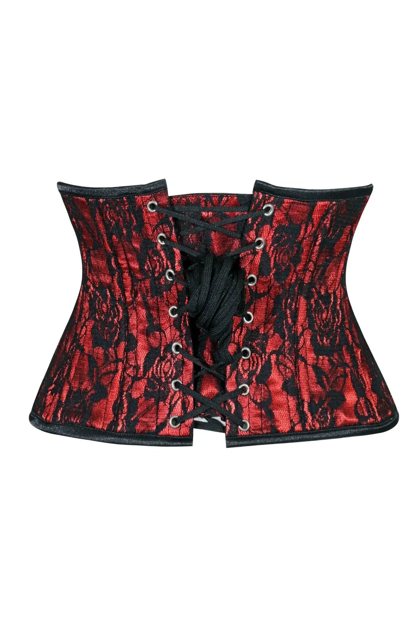 Lavish Red/Black Lace Mini Cincher Underbust Corset Waist Cincher Busk Closure - Daisy Corsets - Flyclothing LLC