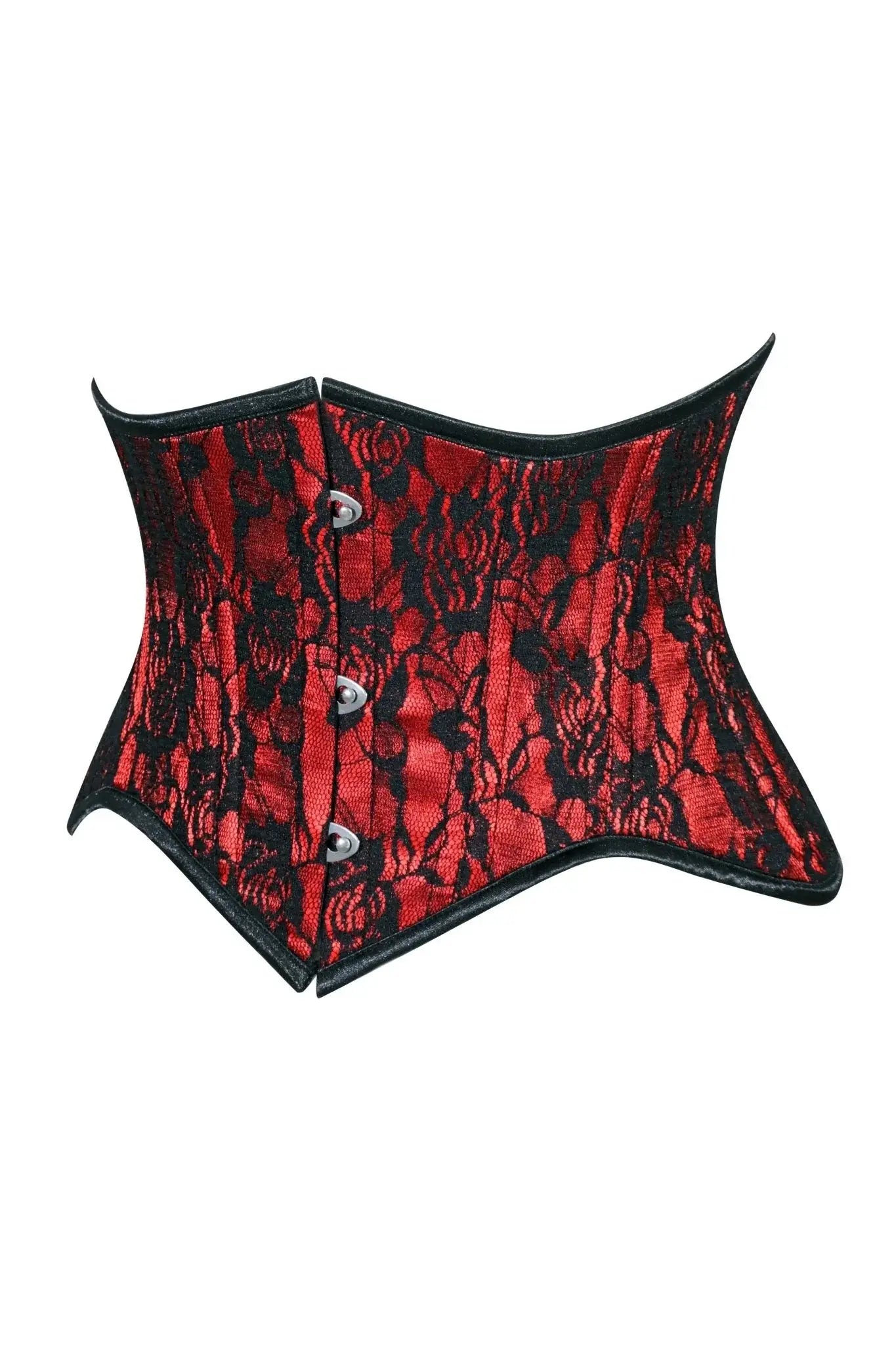 Lavish Red/Black Lace Mini Cincher Underbust Corset Waist Cincher Busk Closure - Daisy Corsets - Flyclothing LLC
