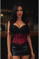 Lavish Red/Black Lace Mini Cincher Underbust Corset Waist Cincher Busk Closure - Daisy Corsets - Flyclothing LLC