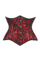 Lavish Red/Black Lace Underbust Corset Waist Cincher Busk Closure - Daisy Corsets - Flyclothing LLC