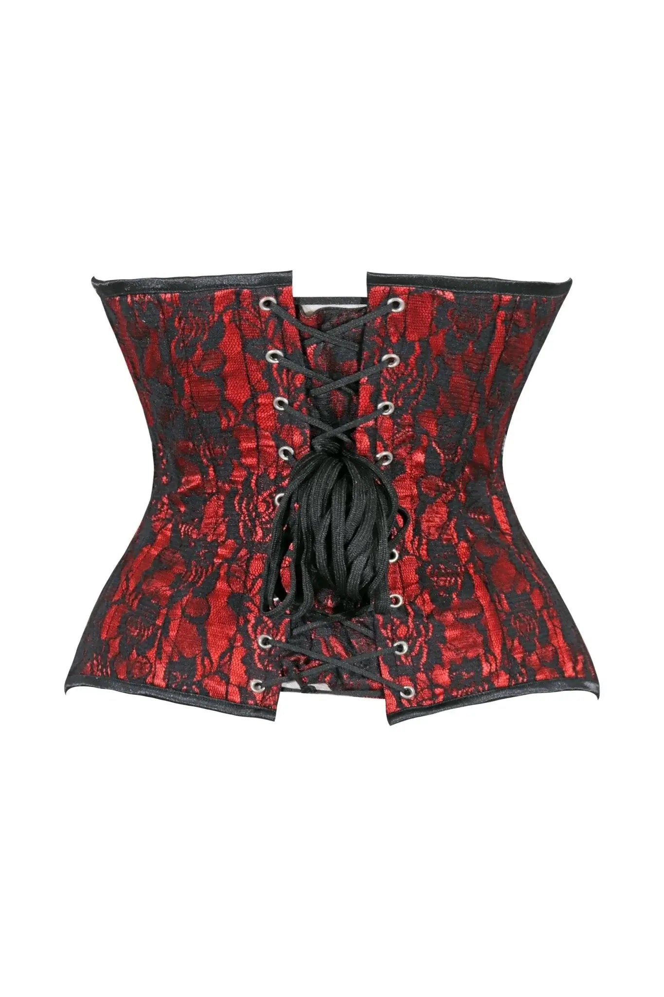 Lavish Red/Black Lace Underbust Corset Waist Cincher Busk Closure - Daisy Corsets - Flyclothing LLC
